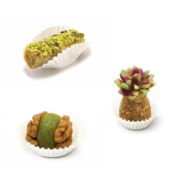 Lot de 30 pâtisseries Pistache - Cigares, Ananas et Boules Noix Pistache (soit-50%)